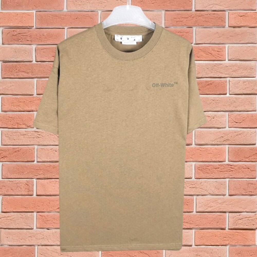 Off-White Crew Neck Short Sleeve Tan